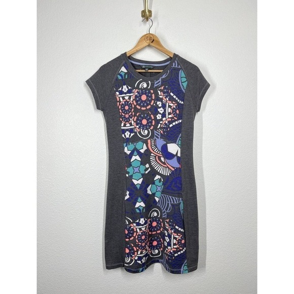 Title Nine Women’s Gidget 2.0 Soft Jersey Knit Dress Small S Gray Colorful Geo - Picture 1 of 5